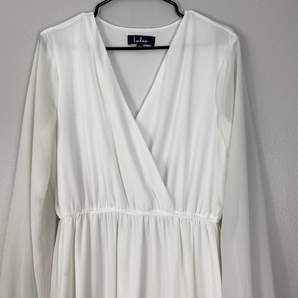 Lulu's Wondrous Water Lilies White Maxi Dress Size Large - Picture 9 of 14